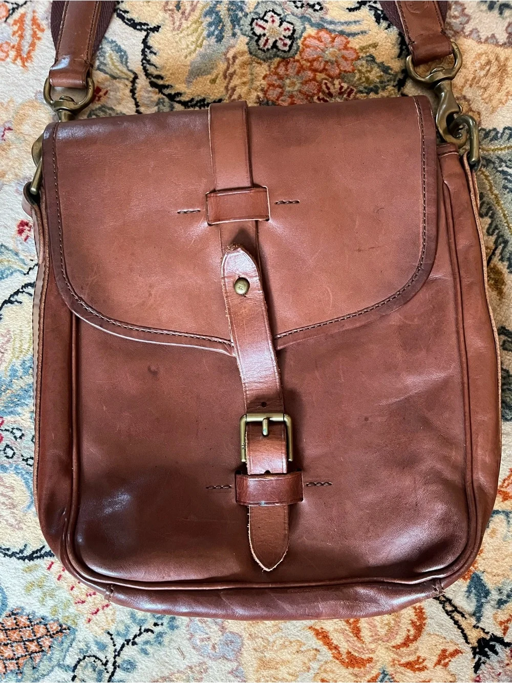 Classic Brown Leather Crossbody Bag - Polo Ralph Loren